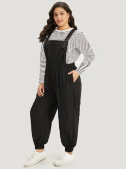 Solid Pocket Back Crisscross Elastic Waist Jumpsuit 12 Solid Pocket Back Crisscross Elastic Waist Jumpsuit -Bloomchic Shop 362378360 pd