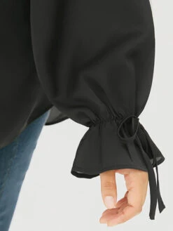 Anti-Wrinkle Knot Pleated Lantern Sleeve Blouse -Bloomchic Shop 362756240 cv