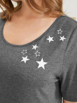 Star Print Split Arc Hem T-shirt 20 Star Print Split Arc Hem T-shirt -Bloomchic Shop 363722813 ge 208ae979 b1c4 4d2a 878c ba062cf63869