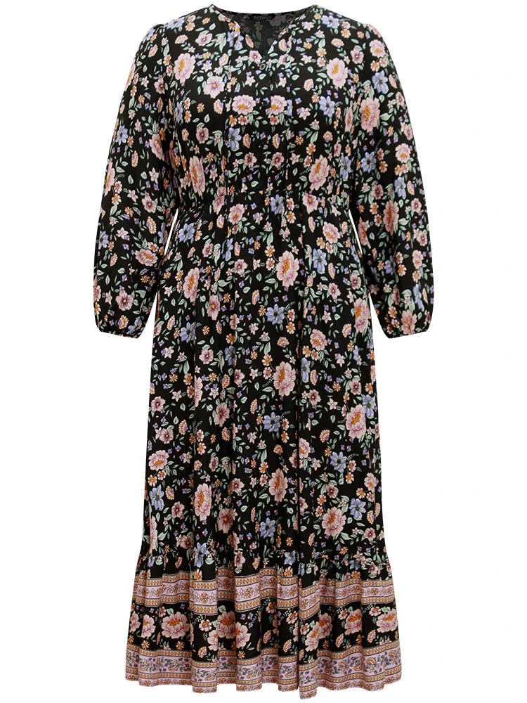 Boho Print Lantern Sleeve Elastic Waist Dress 8 Boho Print Lantern Sleeve Elastic Waist Dress - Image 6