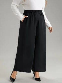 Solid Chiffon Elastic Waist Wide Leg Pants -Bloomchic Shop 36421743 su dba95361 03af 4406 952e 0aff1019676a
