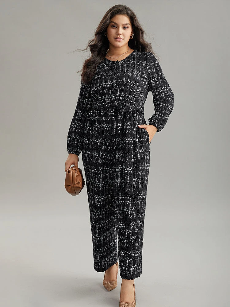 Textured Button Up Elastic Waist Belted Jumpsuit 6 Textured Button Up Elastic Waist Belted Jumpsuit - Image 4