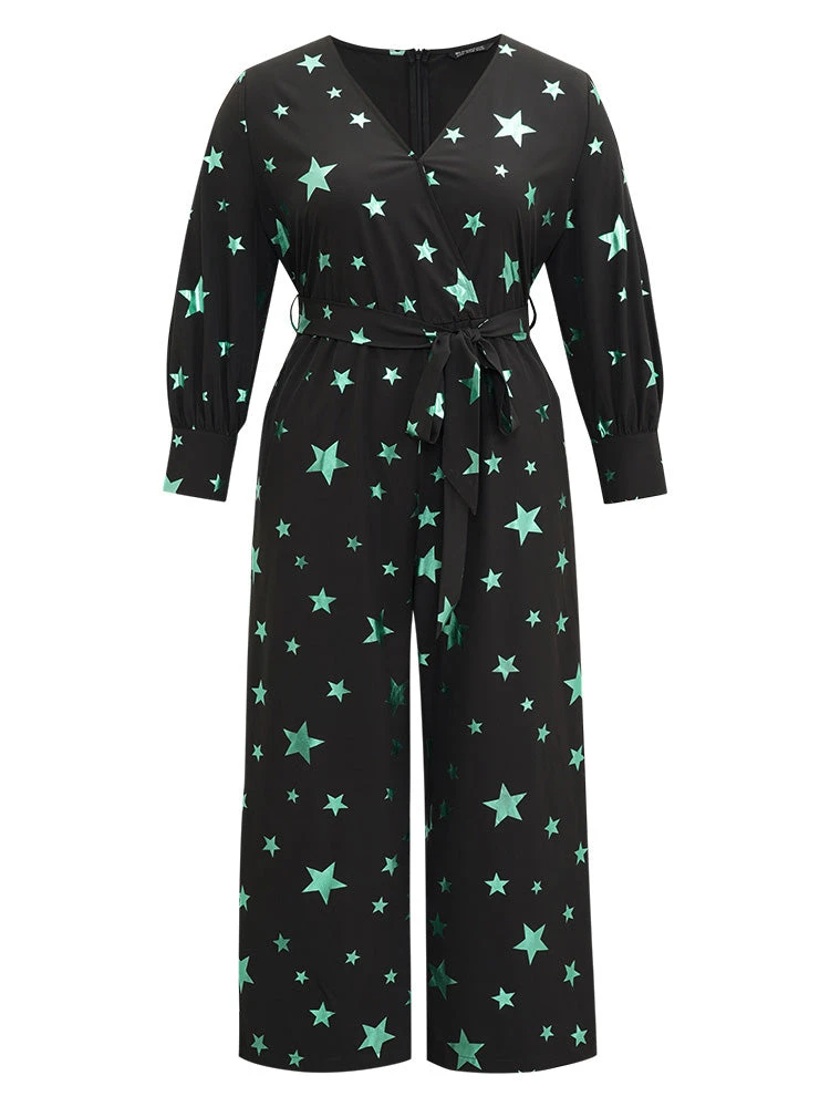 Star Glitter Belted V Neck Jumpsuit 10 Star Glitter Belted V Neck Jumpsuit - Image 8