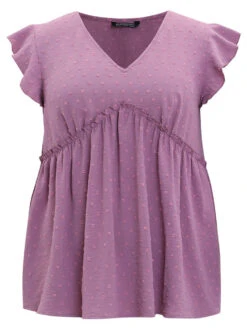 Polka Dot V Neck Ruffles Tassel Trim Tank Top -Bloomchic Shop 365954264 se