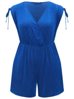 Solid Pocket Drawstring Surplice Neck Tank Jumpsuit -Bloomchic Shop 36630329 xo