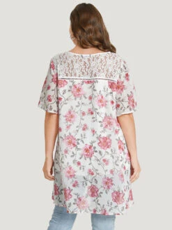 Floral Lace Ruffle Sleeve High Low Hem Blouse -Bloomchic Shop 366382782 po bbe3a9a9 20a6 4a05 b2fb 1c1d9a9bc221