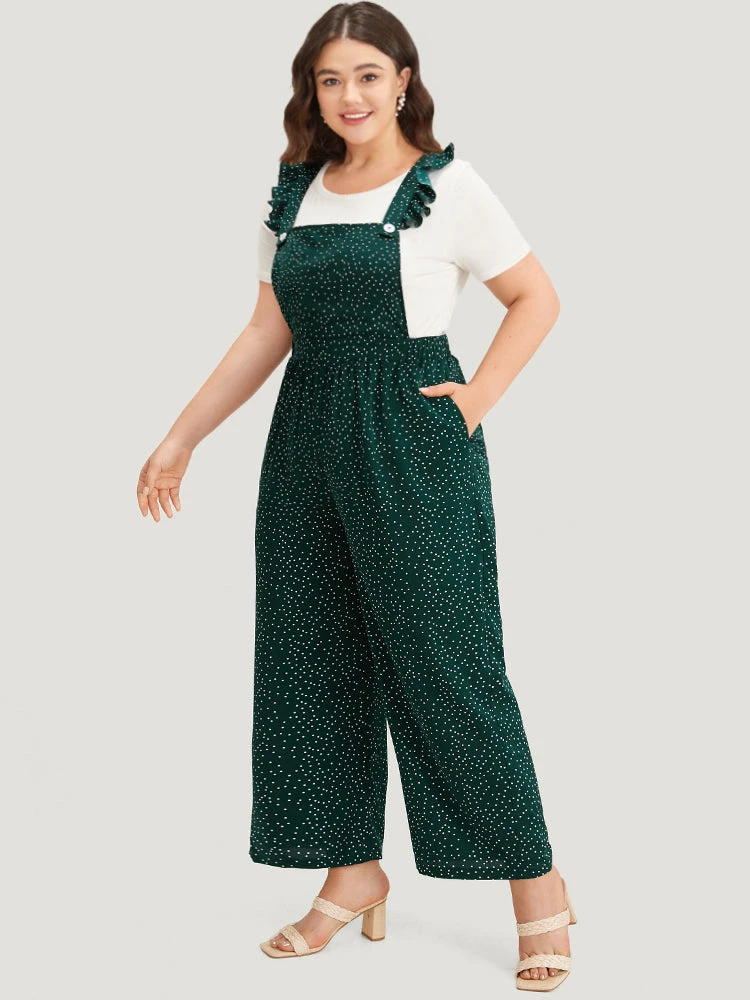 Polka Dot Flutter Trim Overall Cami Jumpsuit 5 Polka Dot Flutter Trim Overall Cami Jumpsuit - Image 3