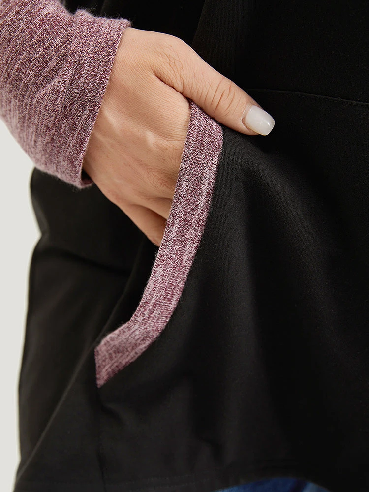 Striped Contrast Pocket Raglan Sleeve High Low Hem Sweatshirt 9 Striped Contrast Pocket Raglan Sleeve High Low Hem Sweatshirt - Image 7