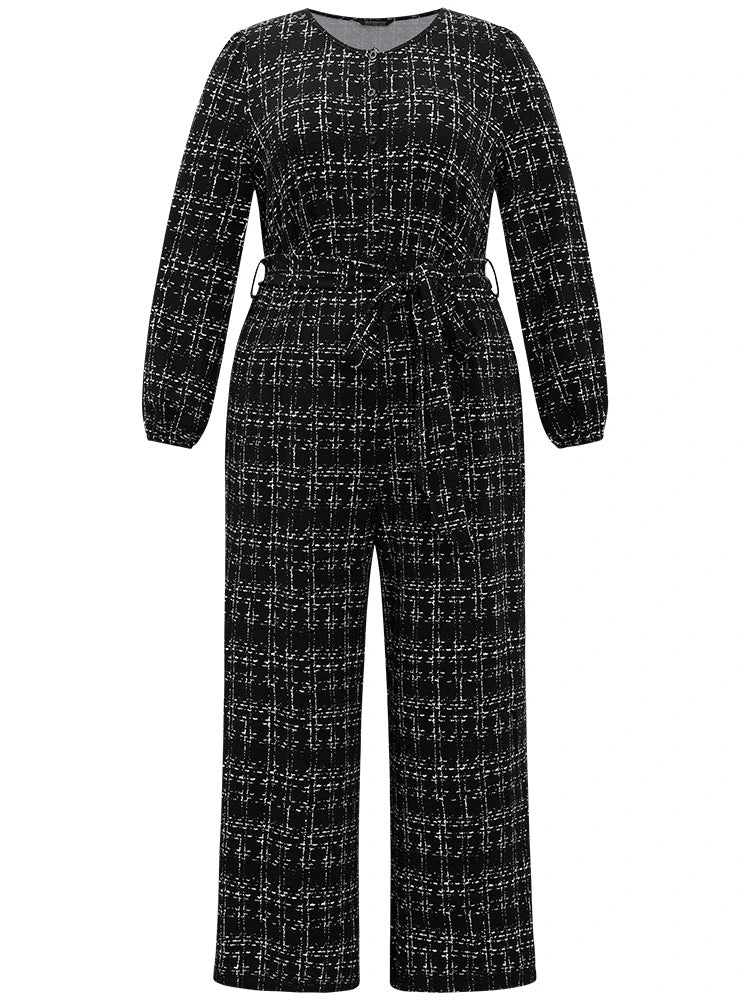 Textured Button Up Elastic Waist Belted Jumpsuit 10 Textured Button Up Elastic Waist Belted Jumpsuit - Image 8