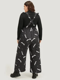 Halloween Bat Print Pocket Frill Trim Gathered Jumpsuit 11 Halloween Bat Print Pocket Frill Trim Gathered Jumpsuit -Bloomchic Shop 36920499 lv