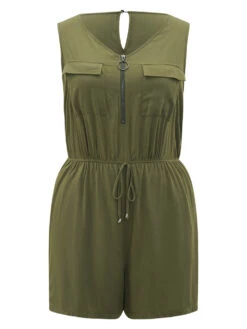 Plain V Neck Drawstring Pocket Zipper Jumpsuit 19 Plain V Neck Drawstring Pocket Zipper Jumpsuit -Bloomchic Shop 370497289 at 13baeece c186 4057 9a11 be4039f683c0