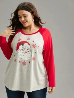 Christmas Graphic Contrast Raglan Sleeve T-shirt 16 Christmas Graphic Contrast Raglan Sleeve T-shirt -Bloomchic Shop 371193307 tc