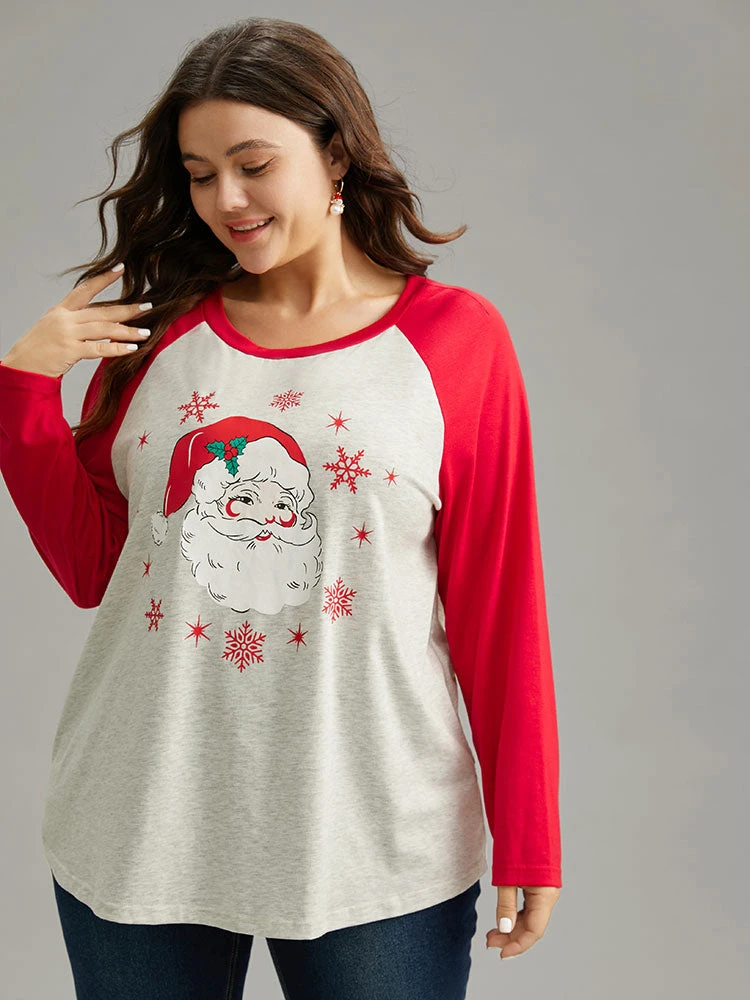 Christmas Graphic Contrast Raglan Sleeve T-shirt 5 Christmas Graphic Contrast Raglan Sleeve T-shirt - Image 3