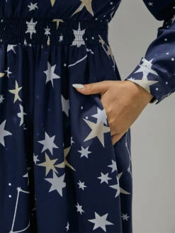 Star Geometric Shirred Pocket Dress -Bloomchic Shop 371332858 yu