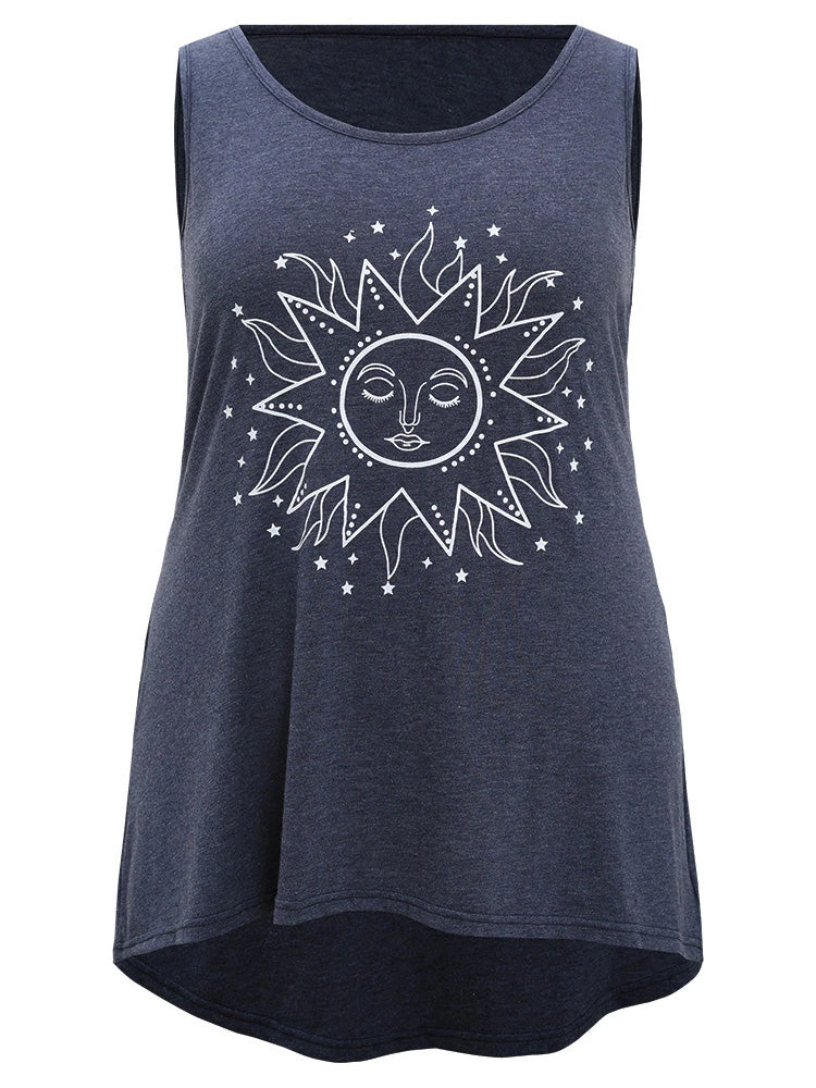 Sun Print High Low Hem Tank Top 11 Sun Print High Low Hem Tank Top - Image 9