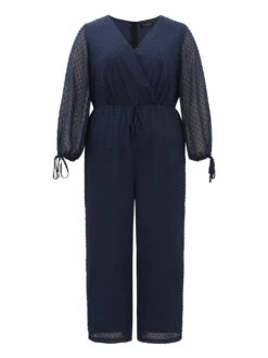 Polka Dot Mesh Ties Lantern Sleeve Jumpsuit -Bloomchic Shop 372199866 bb