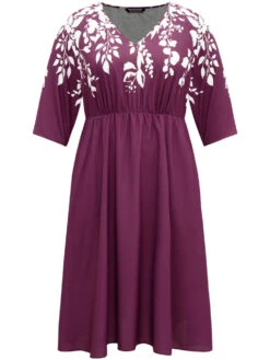Silhouette Floral Print Elastic Waist Dress -Bloomchic Shop 37231446 je