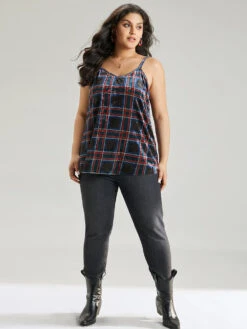 Plaid Print Adjustable Straps Cami Top -Bloomchic Shop 37310562 ms