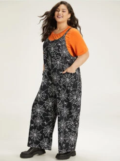 Halloween Spider Web Print Pocket Overall Cami Jumpsuit -Bloomchic Shop 373772043 lv 64be0ab9 b14d 4544 af72 dac3c21e3b69