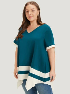 Anti-Wrinkle Two Tone Hanky Hem Blouse -Bloomchic Shop 373985161 cf 54dc11f1 4042 4552 a2e3 fd4904e29bf7