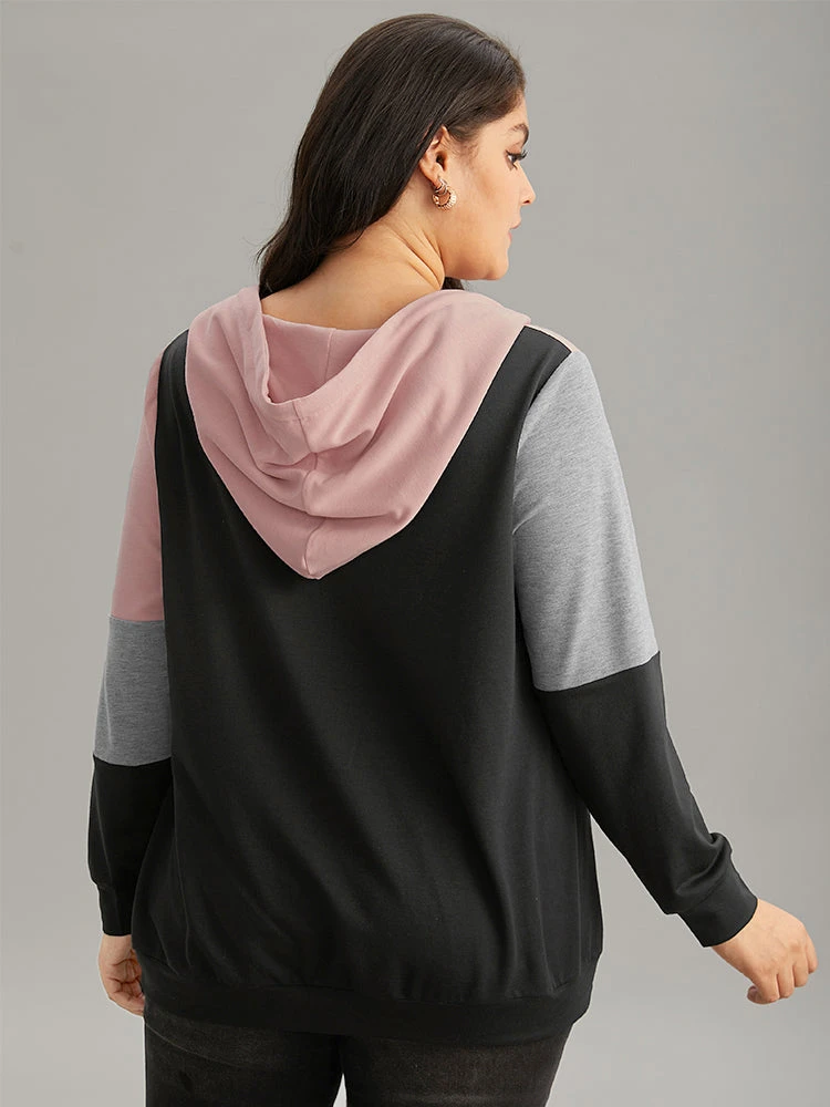 Colorblock Contrast Hooded Button Up Sweatshirt 4 Colorblock Contrast Hooded Button Up Sweatshirt - Image 2