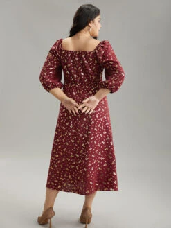 Glitter Square Neck Shirred Split Front Frill Trim Dress 13 Glitter Square Neck Shirred Split Front Frill Trim Dress -Bloomchic Shop 375689924 iw a49632ae 6fd1 4395 80ed 8ce692d3463f