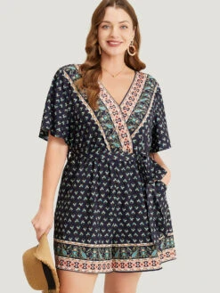 Bandana Print Wrap Ruffle Sleeve Pocket Belted Romper 16 Bandana Print Wrap Ruffle Sleeve Pocket Belted Romper -Bloomchic Shop 376958888 my