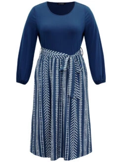 Bandana Striped Patchwork Pocket Belted Dress -Bloomchic Shop 377291083 ig 80333c93 d973 48ee 9225 5aed896a8366