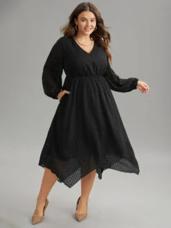 Plain Textured V Neck Hanky Hem Dress 30 Plain Textured V Neck Hanky Hem Dress -Bloomchic Shop 378156528 te c2a1b8ee 79ef 4ad0 a40b db9a83454943