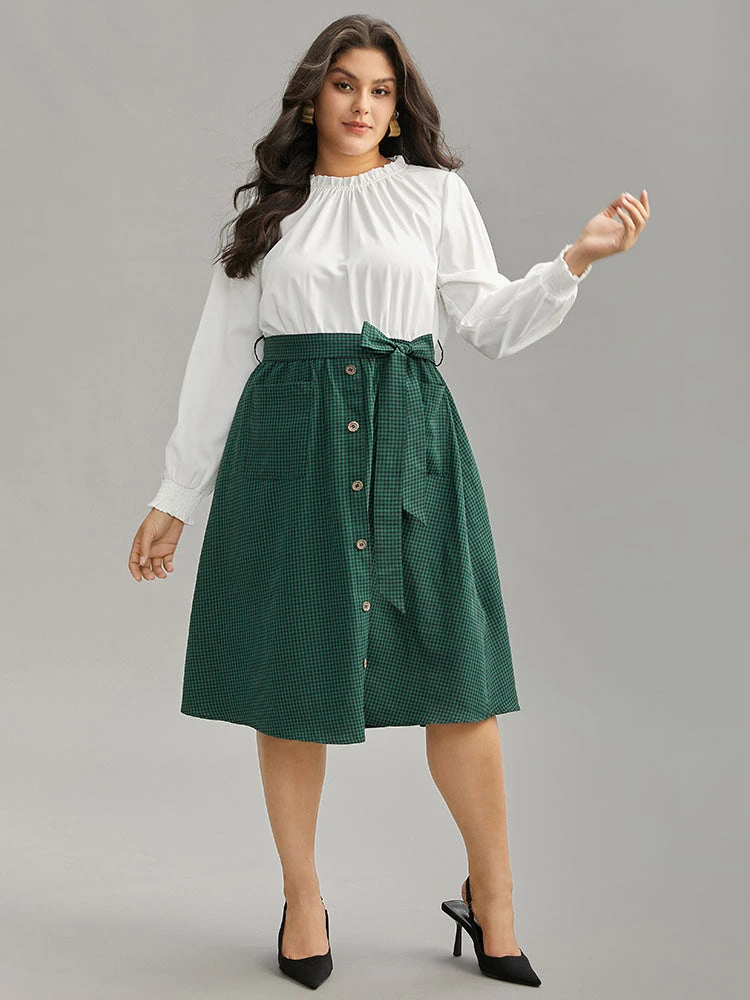 Gingham Belted Frill Trim Button Detail Dress 7 Gingham Belted Frill Trim Button Detail Dress - Image 5