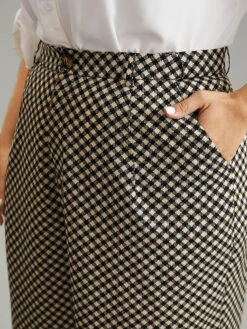 Gingham High Rise Elastic Waist Straight Leg Pants -Bloomchic Shop 379615457 gw e2265444 85b8 4c72 a35b dbda47a2d9a5