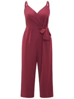 Plain Surplice Neck Twist Front Cami Jumpsuit 17 Plain Surplice Neck Twist Front Cami Jumpsuit -Bloomchic Shop 381186033 eo