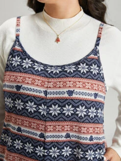 Snowflake Graphic Pocket Overall Cami Jumpsuit -Bloomchic Shop 383170339 gb