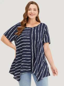 Striped Patchwork Hanky Hem Blouse 17 Striped Patchwork Hanky Hem Blouse -Bloomchic Shop 383762308 qz 820cbd3d e2bf 4b13 8ea3 62f100db2f0a