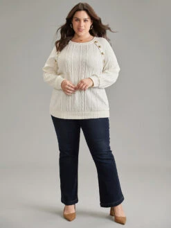 Plain Texture Button Detail Knit Sweatshirt 12 Plain Texture Button Detail Knit Sweatshirt -Bloomchic Shop 383868976 hn