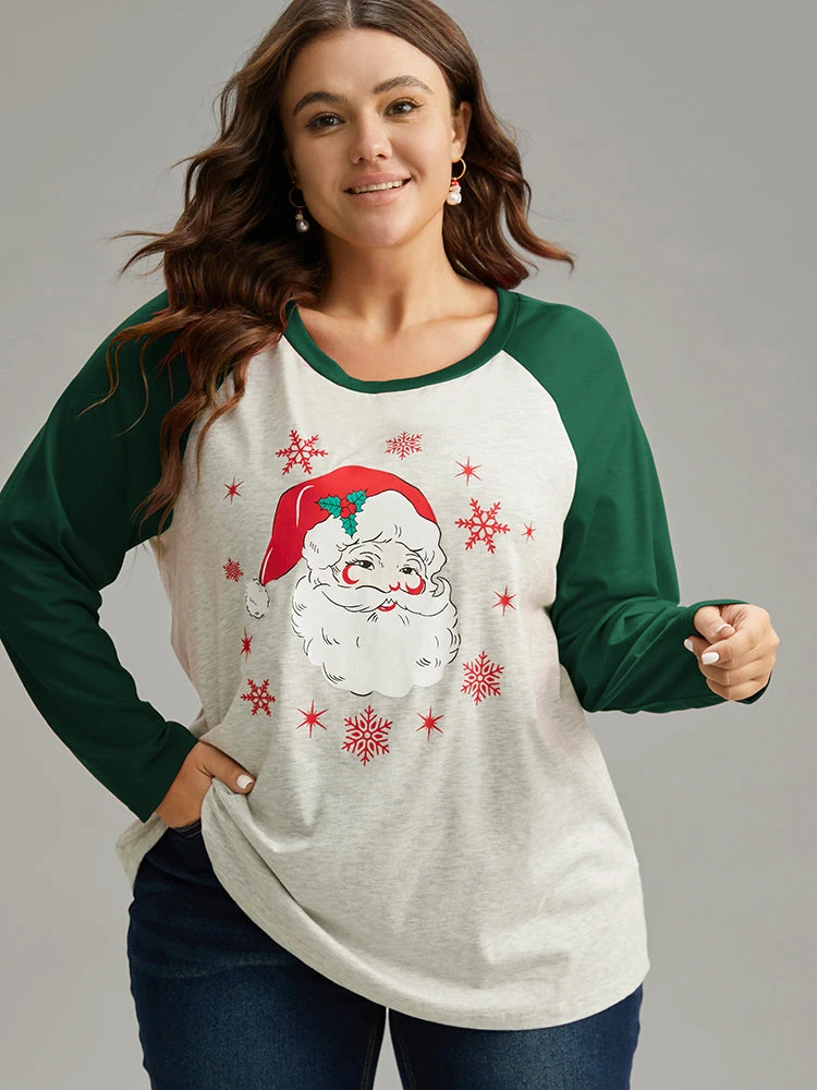 Christmas Graphic Contrast Raglan Sleeve T-shirt 11 Christmas Graphic Contrast Raglan Sleeve T-shirt - Image 9