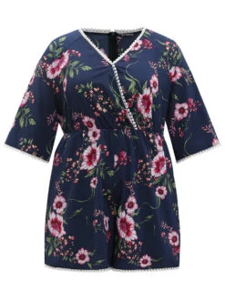 Floral Print Overlap Collar Contrast Trim Pocket Jumpsuit -Bloomchic Shop 388737304 av c2e3b1b8 dbac 466b b571 a0a0f5be003e