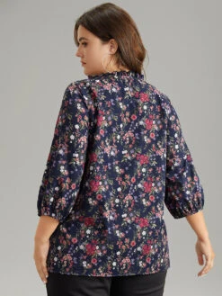 Ditsy Floral Tie Neck Elastic Cuffs Blouse -Bloomchic Shop 389881843 qa ae3f0d93 1328 4bea 80c3 c3b34b836691