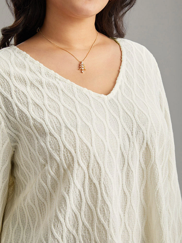 V Neck Solid Textured Shirred Blouse 9 V Neck Solid Textured Shirred Blouse - Image 7