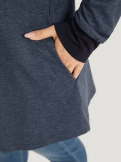 V Neck Button Up Contrast Elastic Cuffs Pocket T-shirt -Bloomchic Shop 392352984 rl