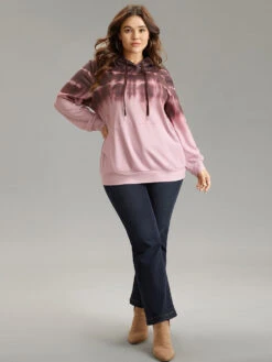 Tie Dye Kangaroo Pocket Hooded Drawstring Sweatshirt -Bloomchic Shop 392722896 jr