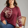 3D Floral Applique Drop Shoulder Sweatshirt -Bloomchic Shop 393547 lo