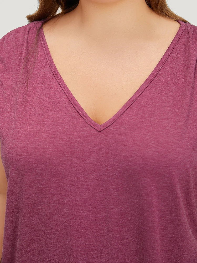 Plain V Neck Drawstring Shoulder Tank Top 9 Plain V Neck Drawstring Shoulder Tank Top - Image 7