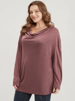 Plain Cowl Neck Long Tee -Bloomchic Shop 399211725 fq 569398a2 f059 4c20 b029 e6bff80f490a