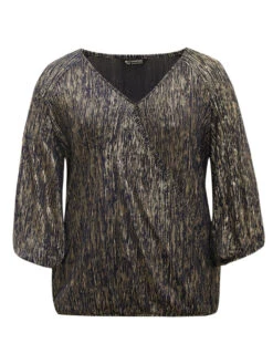 Glitter Galaxy Wrap Lantern Sleeve Blouse 11 Glitter Galaxy Wrap Lantern Sleeve Blouse -Bloomchic Shop 399408259 ip