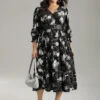 Silhouette Floral Print Glitter Wrap Shirred Dress -Bloomchic Shop 399441964 gp