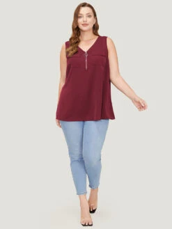 Solid Half Zipper Flap Detail Tank Top 34 Solid Half Zipper Flap Detail Tank Top -Bloomchic Shop 399635723 dv 0dda6925 4bed 4106 b019 2cc1cbc14b17