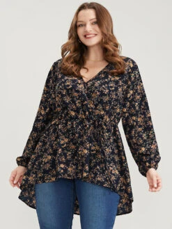 Floral Wrap Lantern Sleeve High Low Hem Blouse Without Hat 12 Floral Wrap Lantern Sleeve High Low Hem Blouse Without Hat -Bloomchic Shop 3 c19ec4ed 43b8 4f6b bc69 81e9e258ae6e