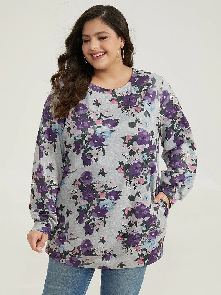 Floral Print Pocket Sweatshirt 8 Floral Print Pocket Sweatshirt - Image 6
