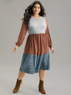 Colorblock Patchwork Pocket Gathered Dress -Bloomchic Shop 402712579 qk 0e95e90b 9d2a 4bf6 b843 1e4918b1835a